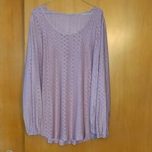 Shein Curve 3XL Eyelet Pink Stretchy Long Sleeved Top